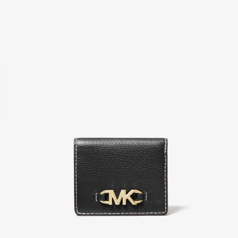 Michael Kors Izzy Small Logo Embellished Pebbled Leather Billfold Wallet | Black