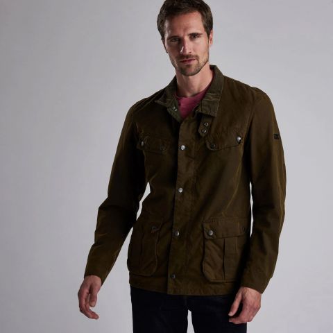 Barbour International Duke Washed Waxed Cotton Jacket | Olive