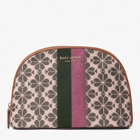 Kate Spade New York Flower Jacquard Stripe Large Dome Cosmetic Case | Pink