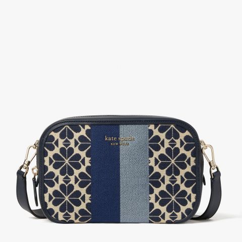 Kate Spade New York Spade Flower Jacquard Stripe Medium Camera Bag | Blue