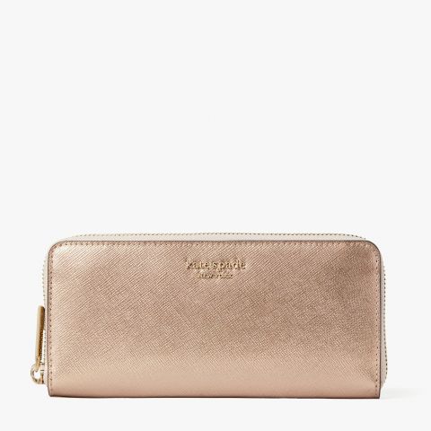 Kate Spade New York Spencer Metallic Slim Continental Wallet | Rose Gold