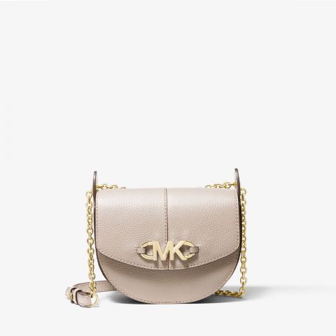 Michael Kors Izzy Small Pebbled Leather Saddle Crossbody Bag | Light Sand