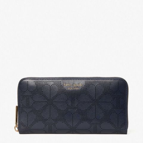 Kate Spade New York Spencer Perforated Zip-Around Continental Wallet | Blazer Blue