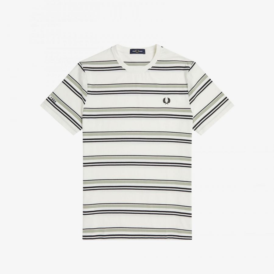 Details about   S or XL FRED PERRY Snow White Fine Black Grey Stripe T SHIRT NEW TAGS 